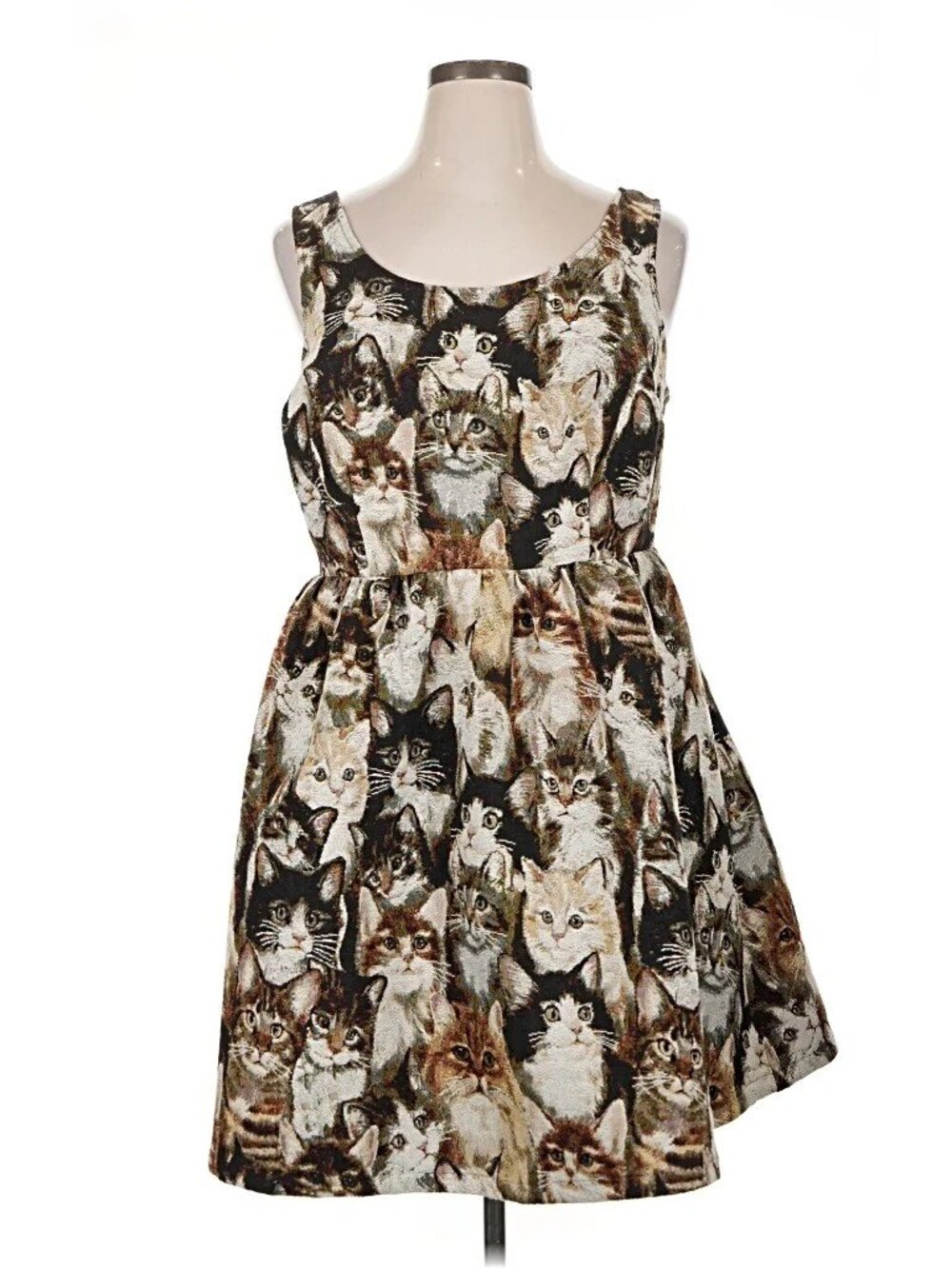 ModCloth "Cat Tapestry" Fit & Flare Dress 1X Plus RARE
